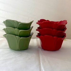 Pier 1 Imports 6 Flower Shaped Stoneware Bowls